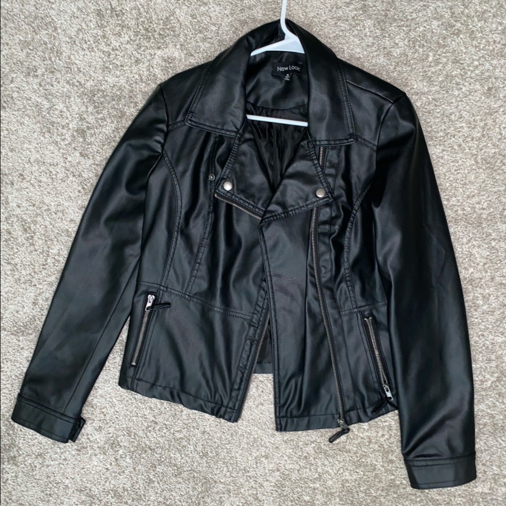 Faux Leather Black Jacket Size Medium